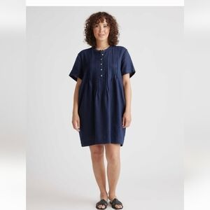 100% European Linen Short Sleeve Swing Dress